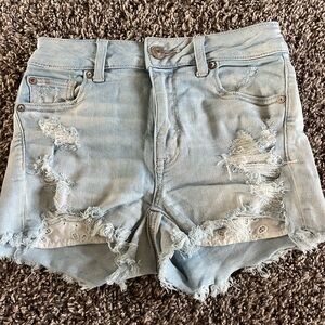 American Eagle Outfitters Blue Distressed Jean Shorts